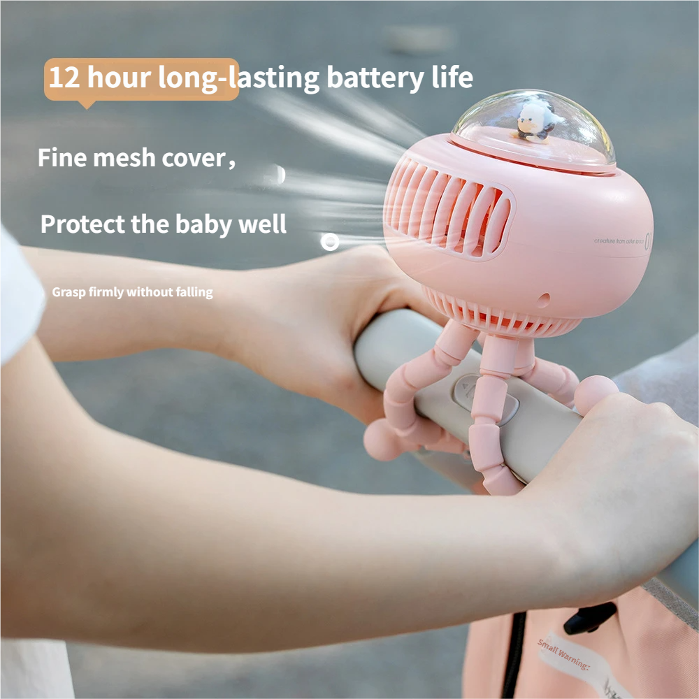 Jellyfish Octopus Fan, 3600mAh Rechargeable With Head Shaking