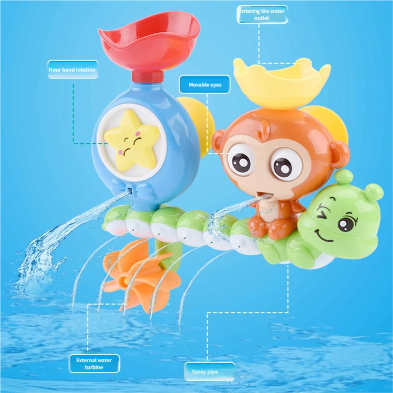 Monkey Rotating Water Wheel Toy Baby Bath Play Toy For 0-3 Years Old