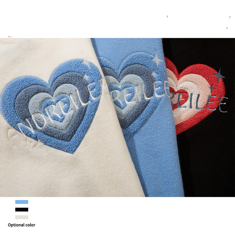 American Retro Love Neutral Flocking Sweater Loose