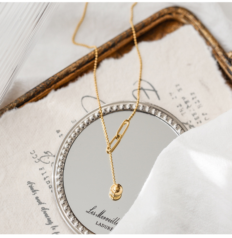 Simple Female Clavicle Chain Tassel Stitching Ball Necklace