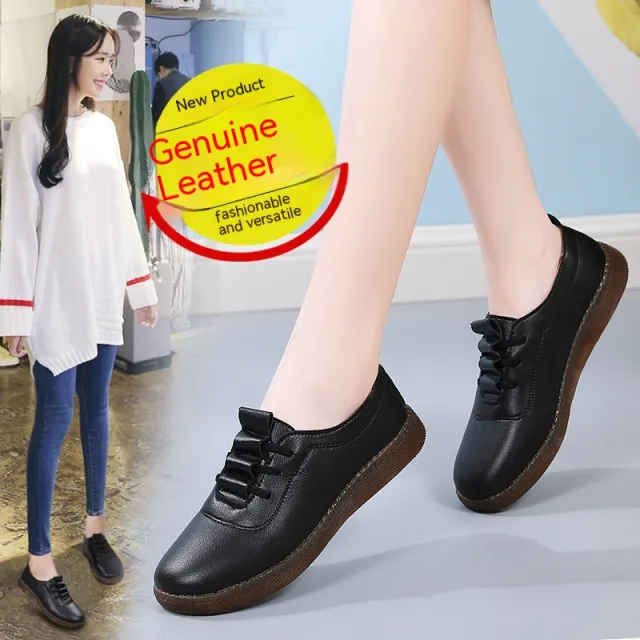 Women's Leather Soft Bottom Pumps Fleece lined Non slip Black - Shop at LoveMi