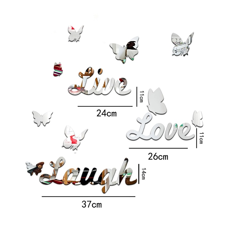 Title 2, Sticker mural miroir papillon alphabet anglais,...