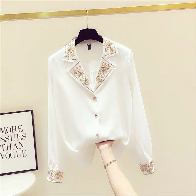 Title 6, Western Style Embroidery Chiffon Long-sleeved S...