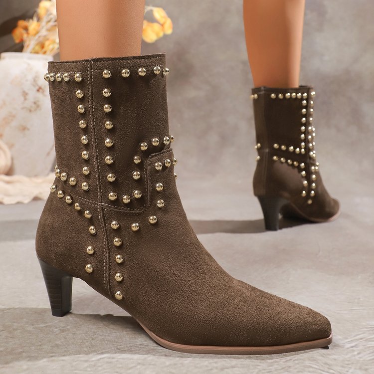 Suede Pointed Toe Ankle Boots, picture 3 of 4