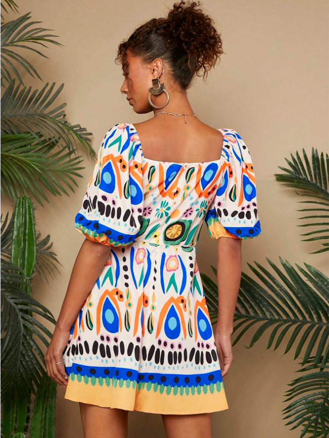 Summer Holiday Bubble Woven Mini Dress