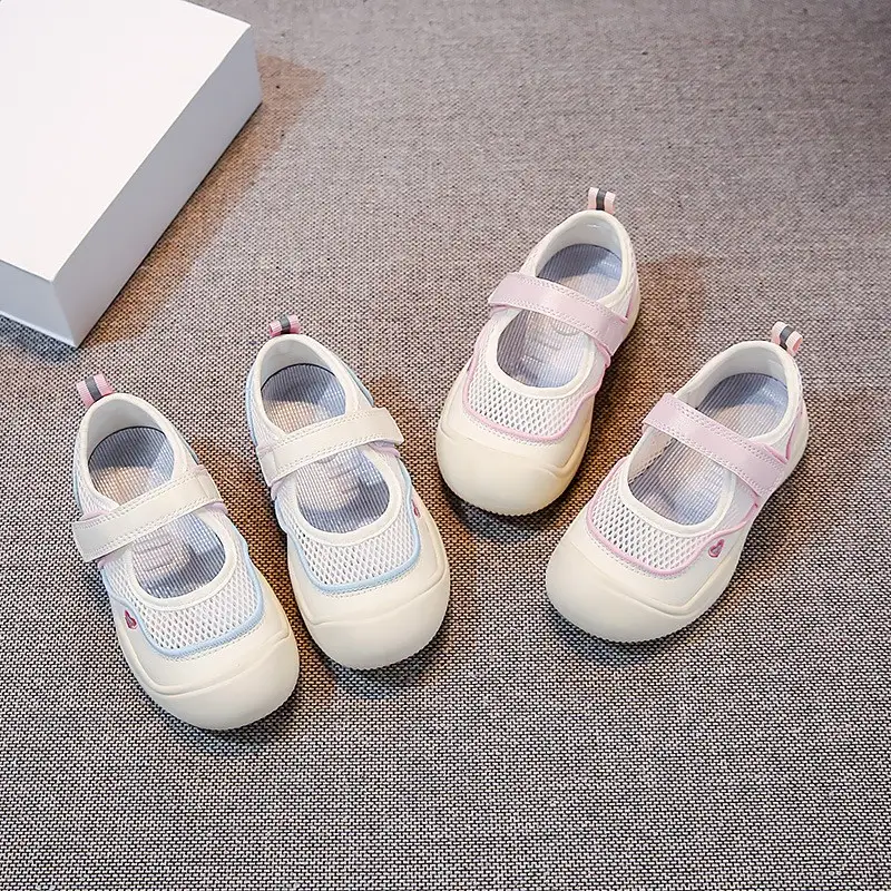 2026 Spring & Summer New Girls Single Mesh Breathable Sandals, Korean Style Toddler Canvas Shoes Versatile Casual Sneakers