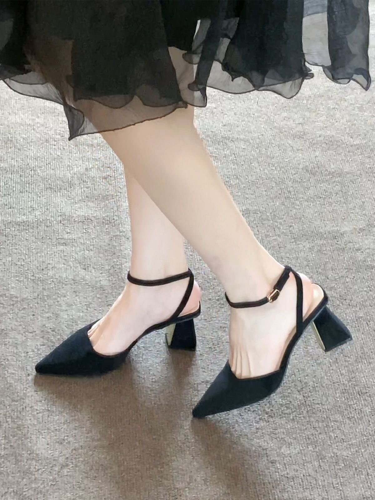 Suede Ankle Strap Sandals, picture 3 of 5