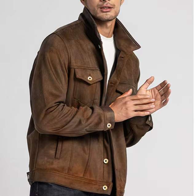 New Suede Jacket Lapel Men's Workwear Coat