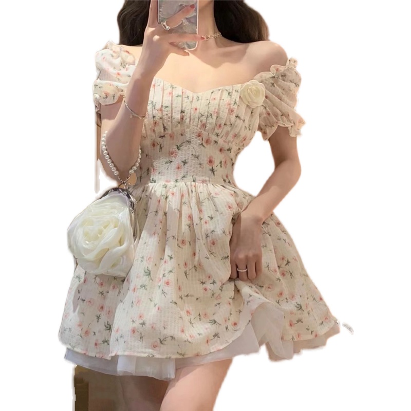 Women's Temperament Snow Floral Lace up Dress Picture Color - Shop at LoveMi