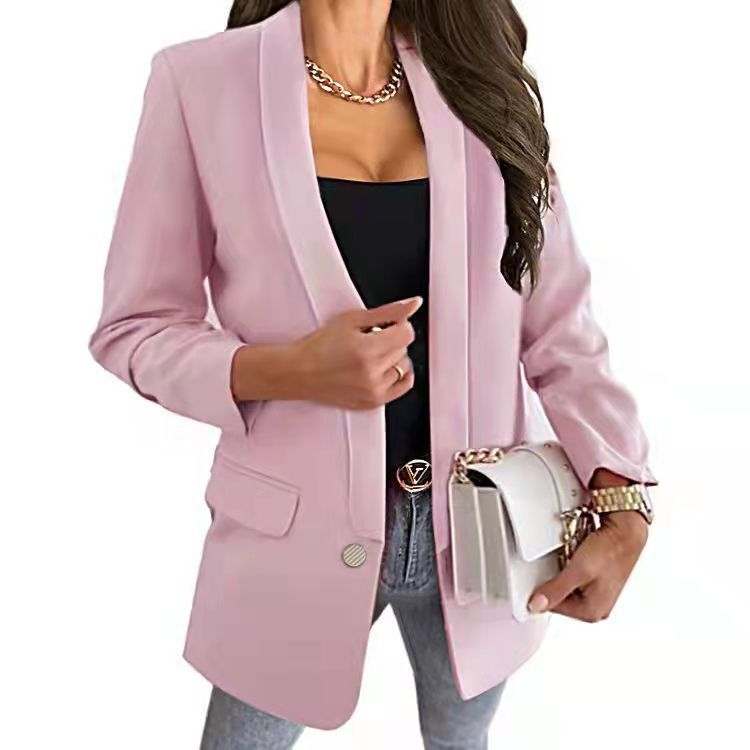 Fashion Solid Color Lapel Button Slim Fit Blazer
