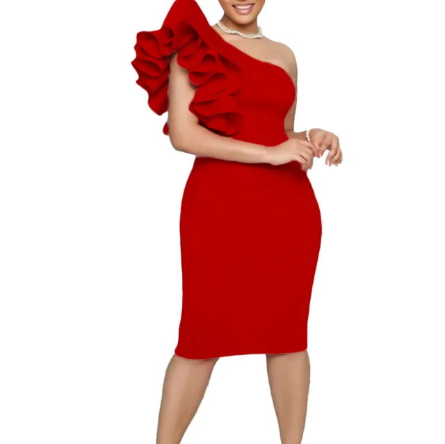 Women Sheer Bodycon Dress Office Lady Elegant Vestido Big Red - Shop at LoveMi