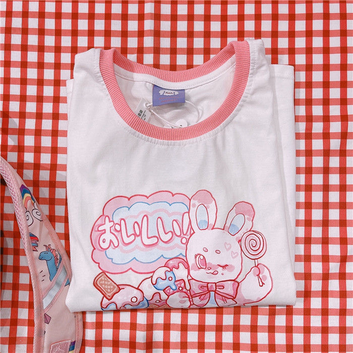 Summer New Mini  Soft Girl Cartoon Rabbit Print Short