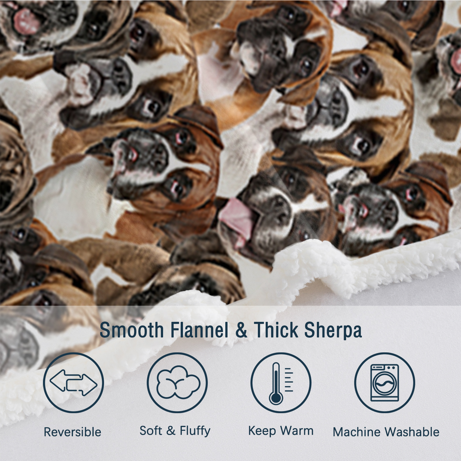 Boxer Blankets Super Soft Fuzzy Dogs Blanket For Kids Adults Cute Puppy Fleece Blanket Reversible Animal Brown Sherpa Throw Thick Lightweight Cozy Plush Blankets 5