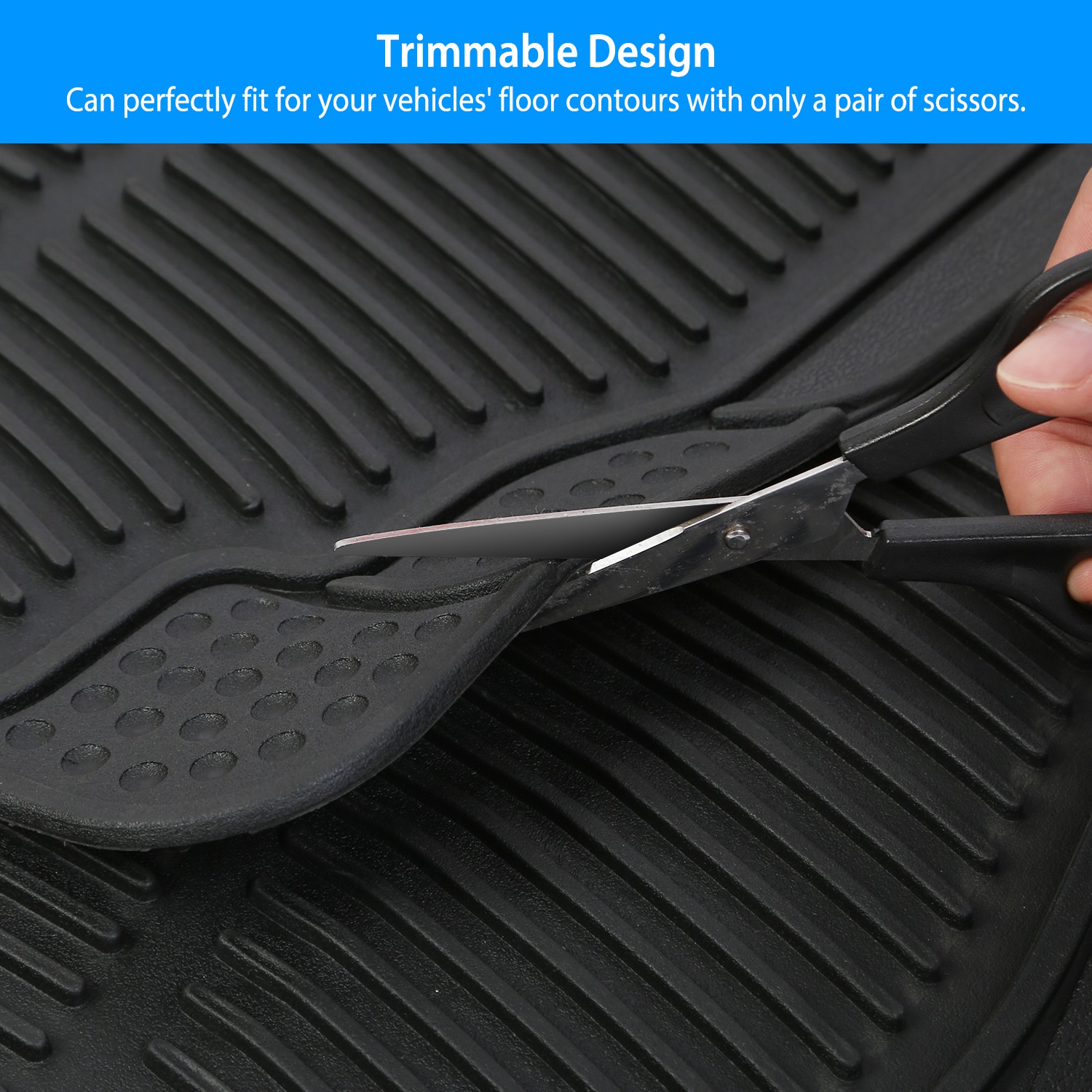 1Set Automotive Floor Mats With Front And Rear PVC Rubber Floor Mats Heavy Duty Drive Vehicle Car Mats With Trimmable Design Fit Most Cars SUVs Trucks — foto 5