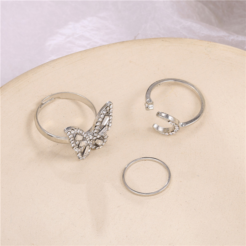 Butterfly Moon  Ring Adjustable Niche Design Cold Wind Index Finger Ring Female