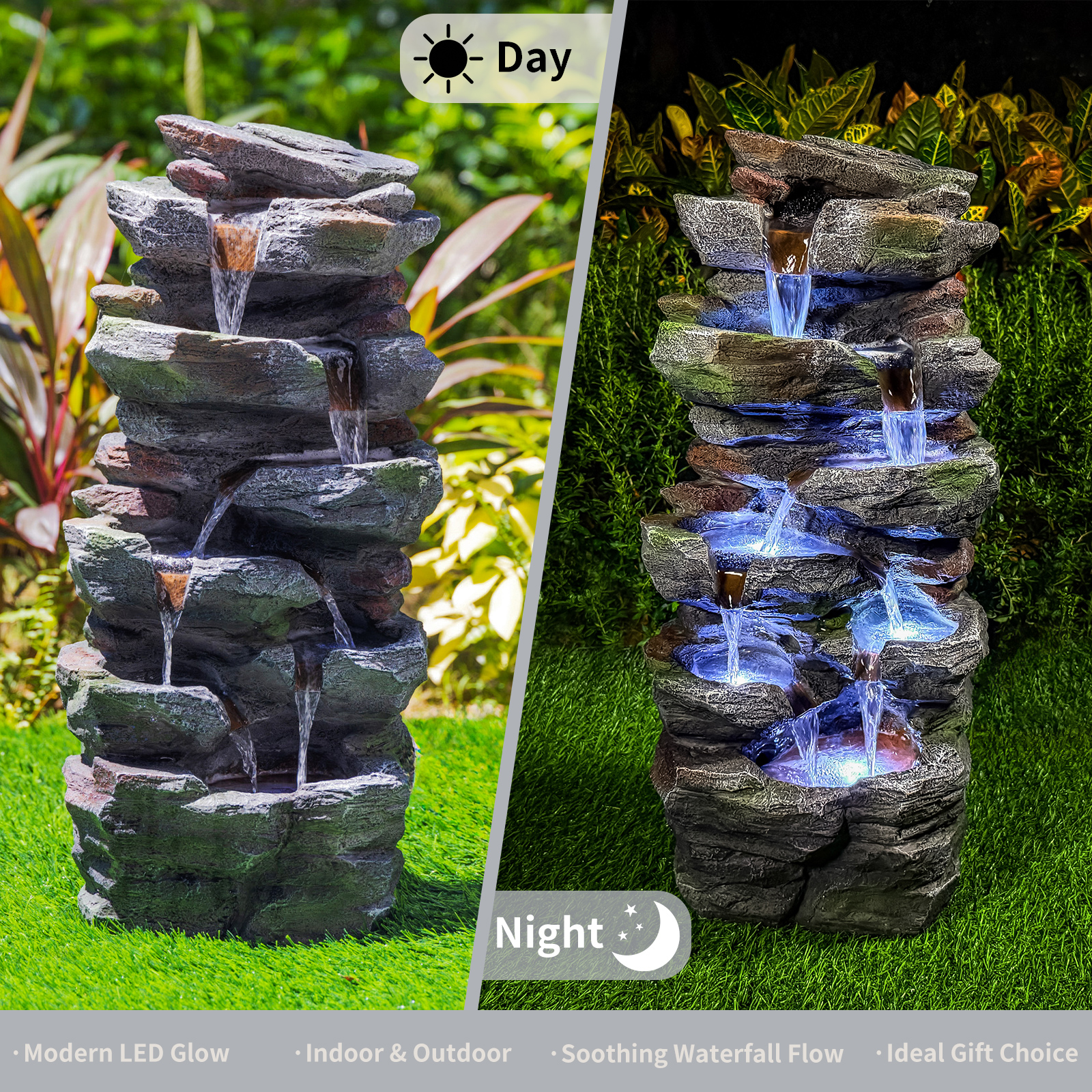 Fontaine extérieure de cascade de roche avec des lumières de LED fontaines de jardin – Image 7