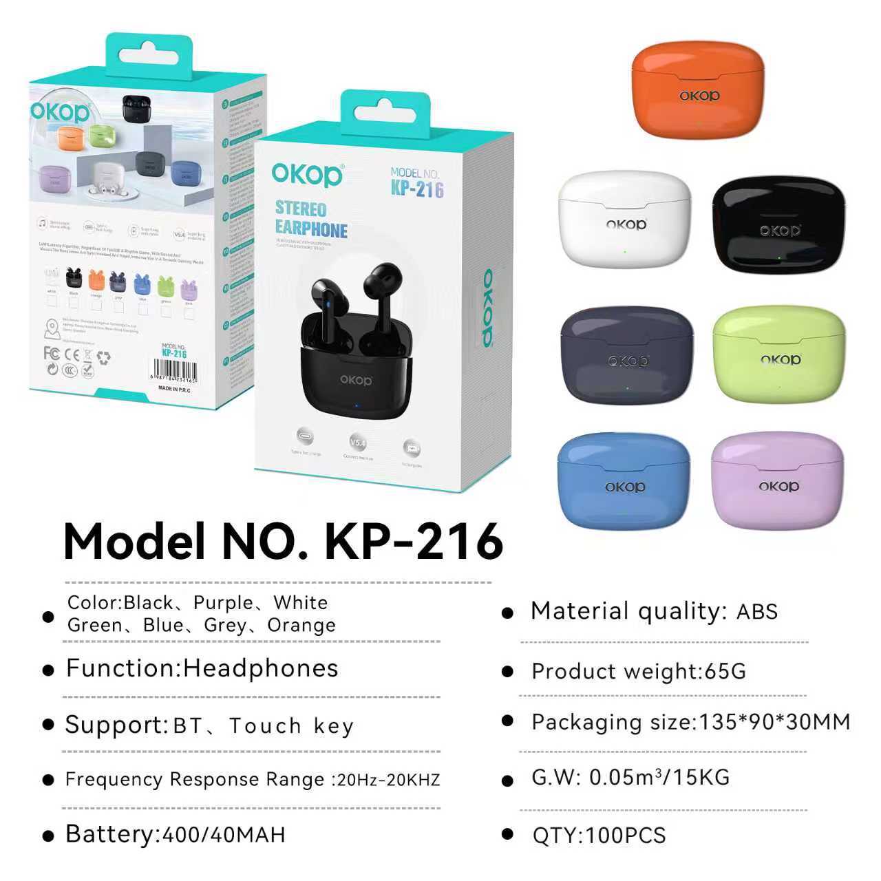 KP-216 Best-Selling Wireless Bluetooth Earbuds In-Ear Active Noise Cancellation High-Quality Audio Low-Latency Gaming Ultra-Long Battery Life 3