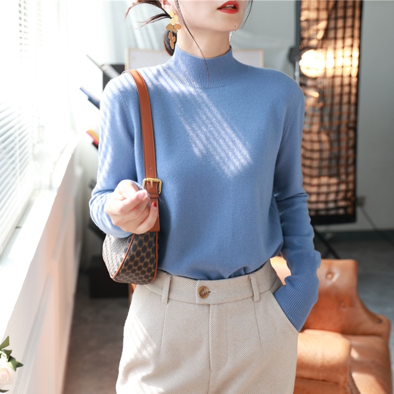 Title 2, Womens Thick Woolen Sweater with Half High Nec...