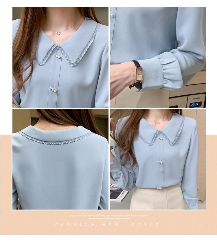 Title 2, Korean Style All-match Long-sleeved Chiffon Shi...