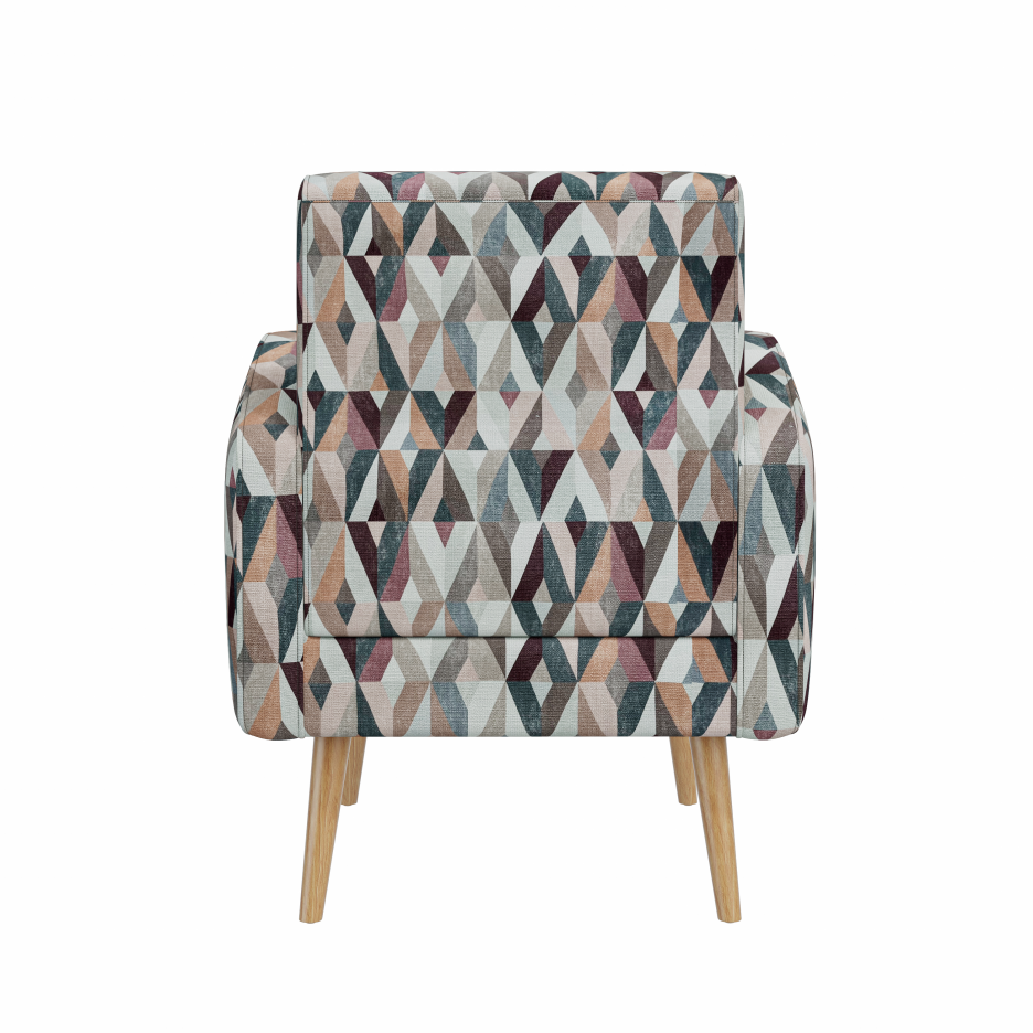 Darien Accent Arm Chair In Red And Tan Prism Pattern With Natural Solid Wood Legs — foto 3