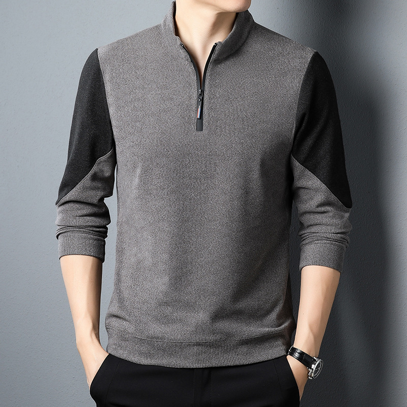 New German Velvet T-shirt Long-sleeved Pullover Stand Collar