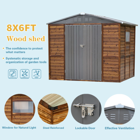 6x8FT  8x8FT  8x10FT   Iron Wood Combination Tool Shed   A Perfect Blend Of Nature And Functionality