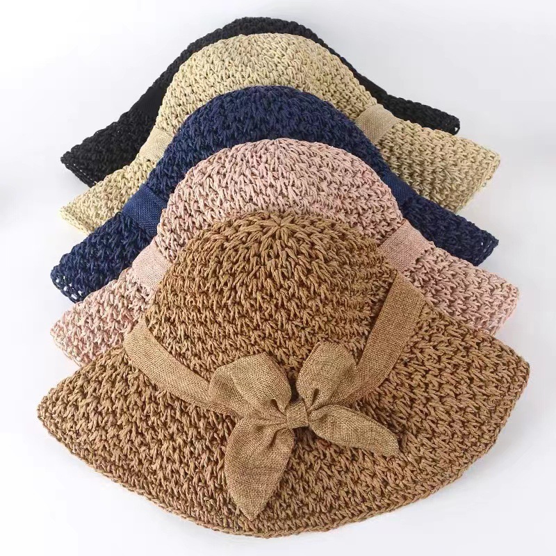 Simple Bow Japanese All-match Shade Straw Hat