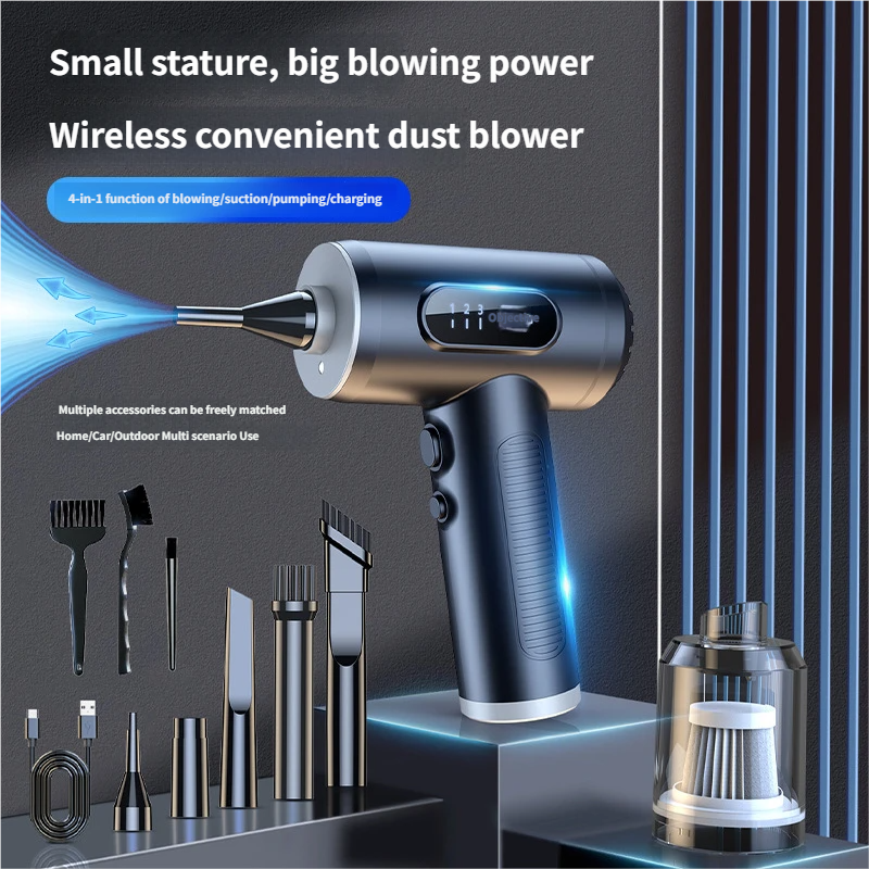 Cordless Air Duster Handheld Vacuum 6000Pa 5V 110W Digital Display Blower