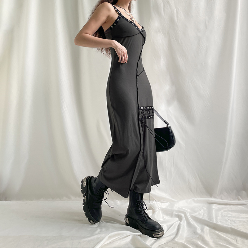 Women's Asymmetrical Patchwork Strappy A-line Dress