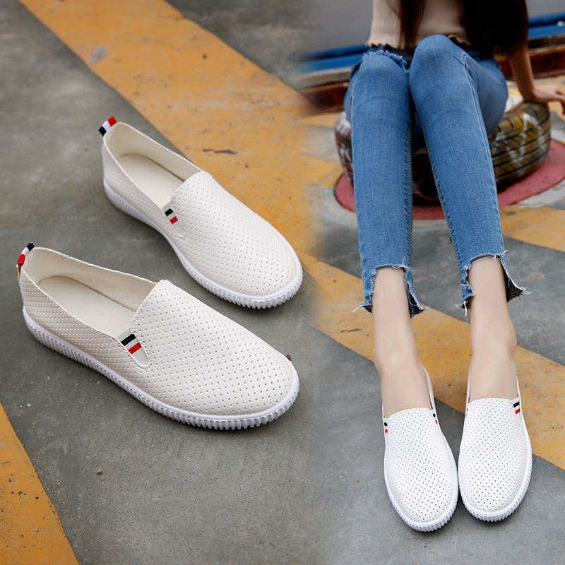 Flat-bottomed, Perforated, Ventilated, One-step Lazy Shoes