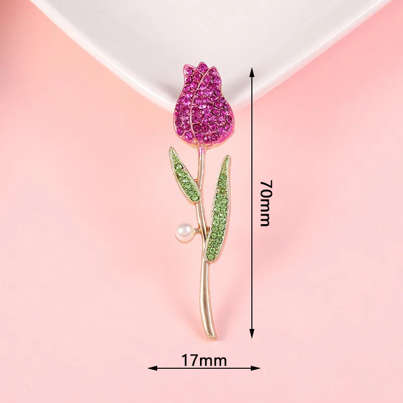 Japanese Cute Wing Brooch Heart-shaped Diamond Double Chain Brooch - Rose Red
