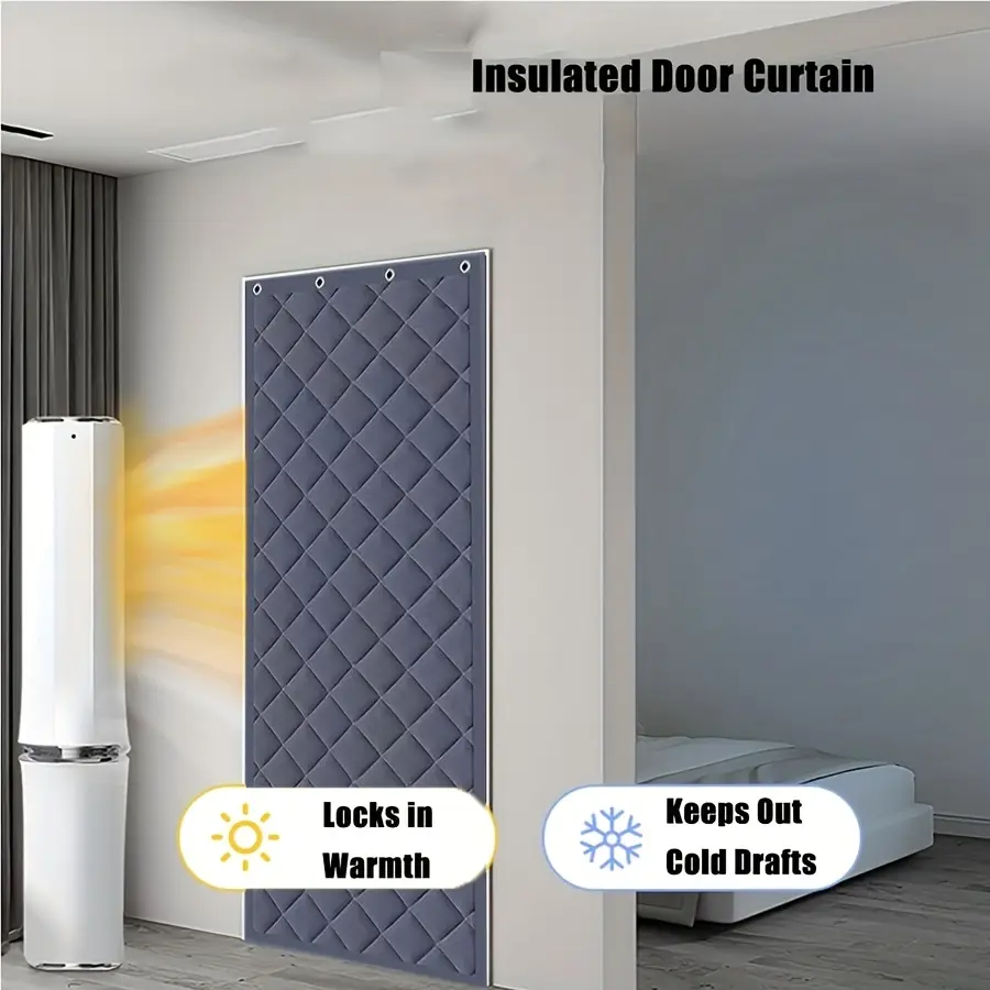 Winter Magnetic Quilted Door Curtain, Hook-style For Easy Installation, Windproof And Cold-resistant, Keeps Heat In, Suitable For RVs, Home Entrances, Garages, 