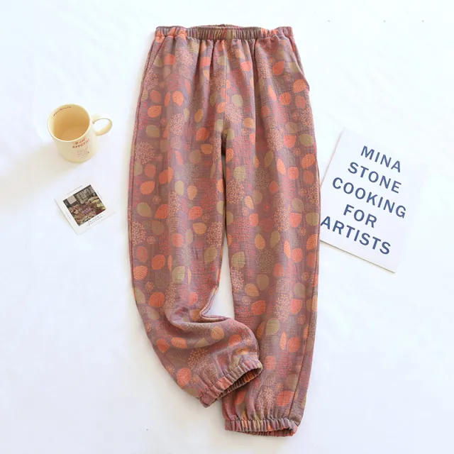 Retro Yarn dyed Jacquard Women's Pure Cotton Pajama Pants Ball Orchid - Shop at LoveMi