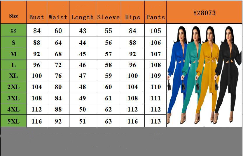 New Solid Color Tie Long Sleeve Women's Two-piece Set - 6
