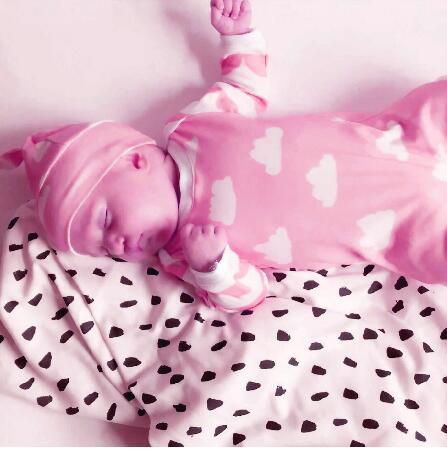 Two-Piece Baby Girl  Cloud Print Long-Sleeved Romper With Hood
