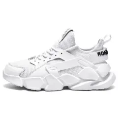 Sports Casual Breathable Fly Woven Mesh Old Shoes Thick Soled White Shoes - White - View 1