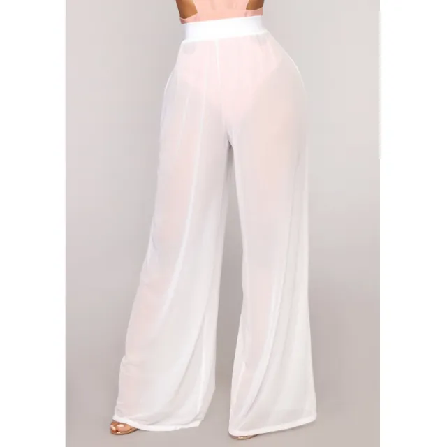 Sheer Mesh Nightclub Wide Leg Pants White - Shop at LoveMi