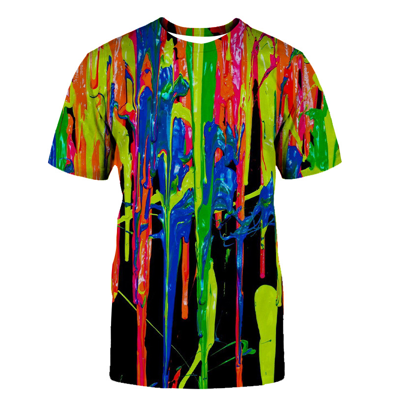 Title 5, Casual 3D T-shirt met waterdruppelprint Ronde h...