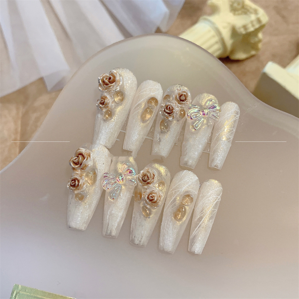 Premium Feel Camellia Nail Patch Bridal Handmade