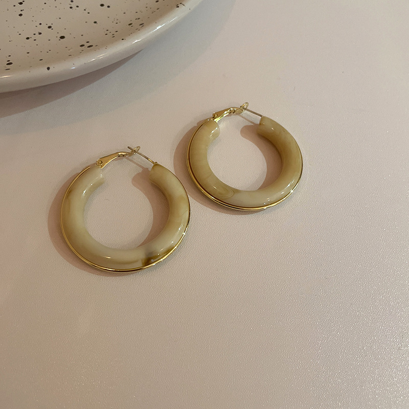 Silver Needle Resin Earrings European And American Design Exaggerated And