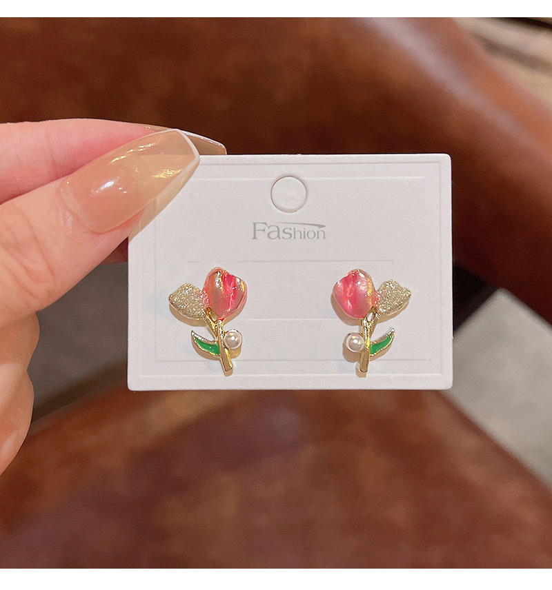 Women's Fashion Cute Oil Drip Tulip Earrings