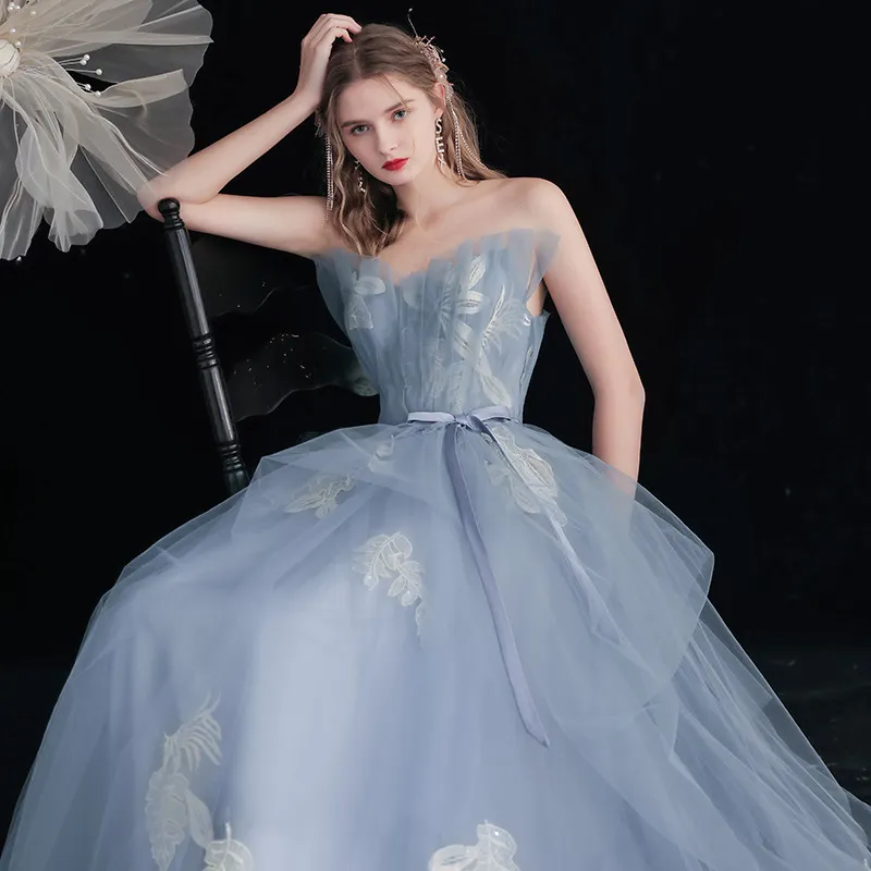 Out Of The Host Art Exam Vocal Evening Dress - Blue