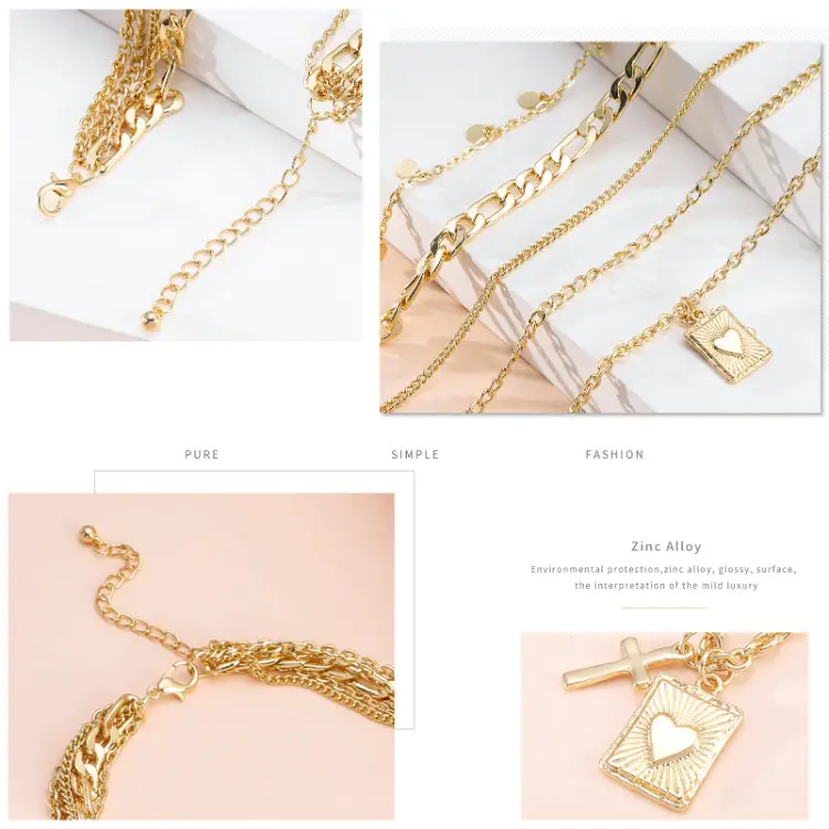 Personality Sweater Chain Love Alloy Piece Lobster Clasp Female Necklace