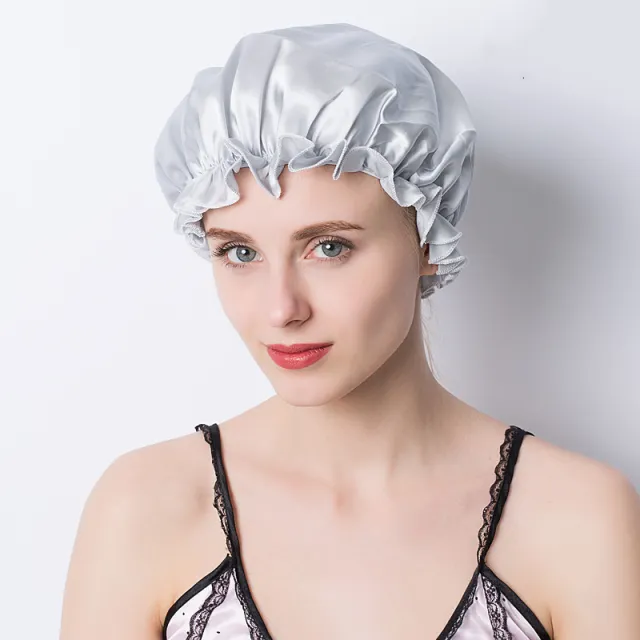 Silk Silkworm Sleeping Hat Hair Protection Silver - Shop at LoveMi