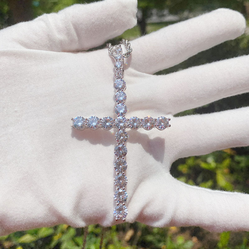 Copper Inlaid Zircon Cross Large Size Cross