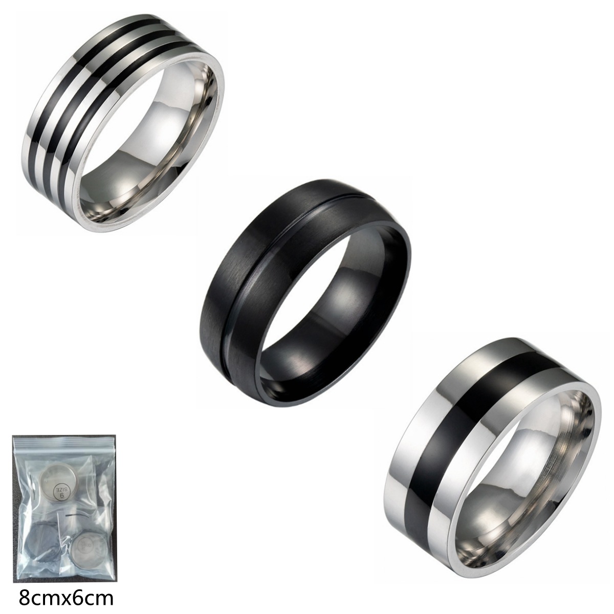 Title 1, Bague en acier inoxydable avec motif goutte dh...