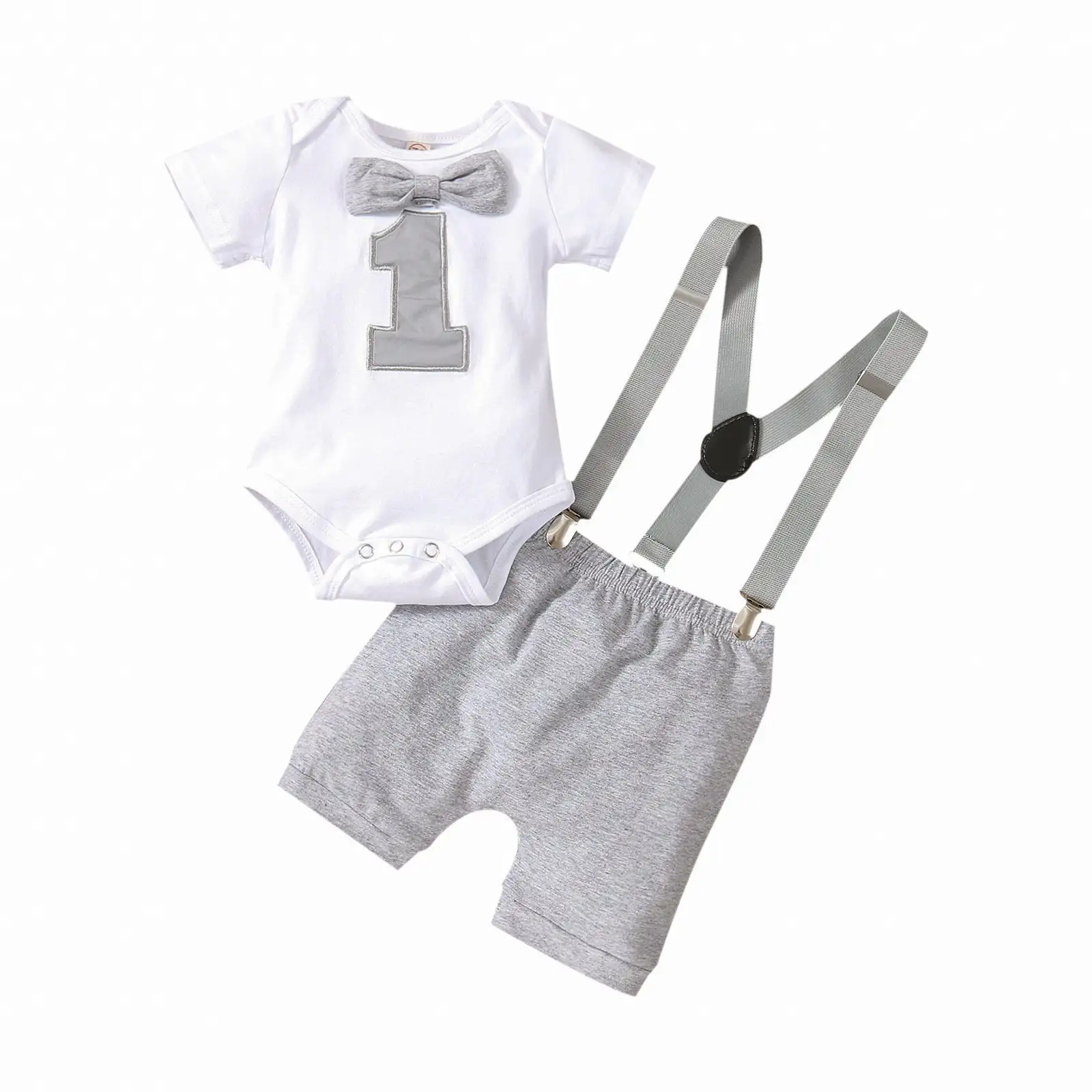 Round Neck Short Sleeve Suspender Romper