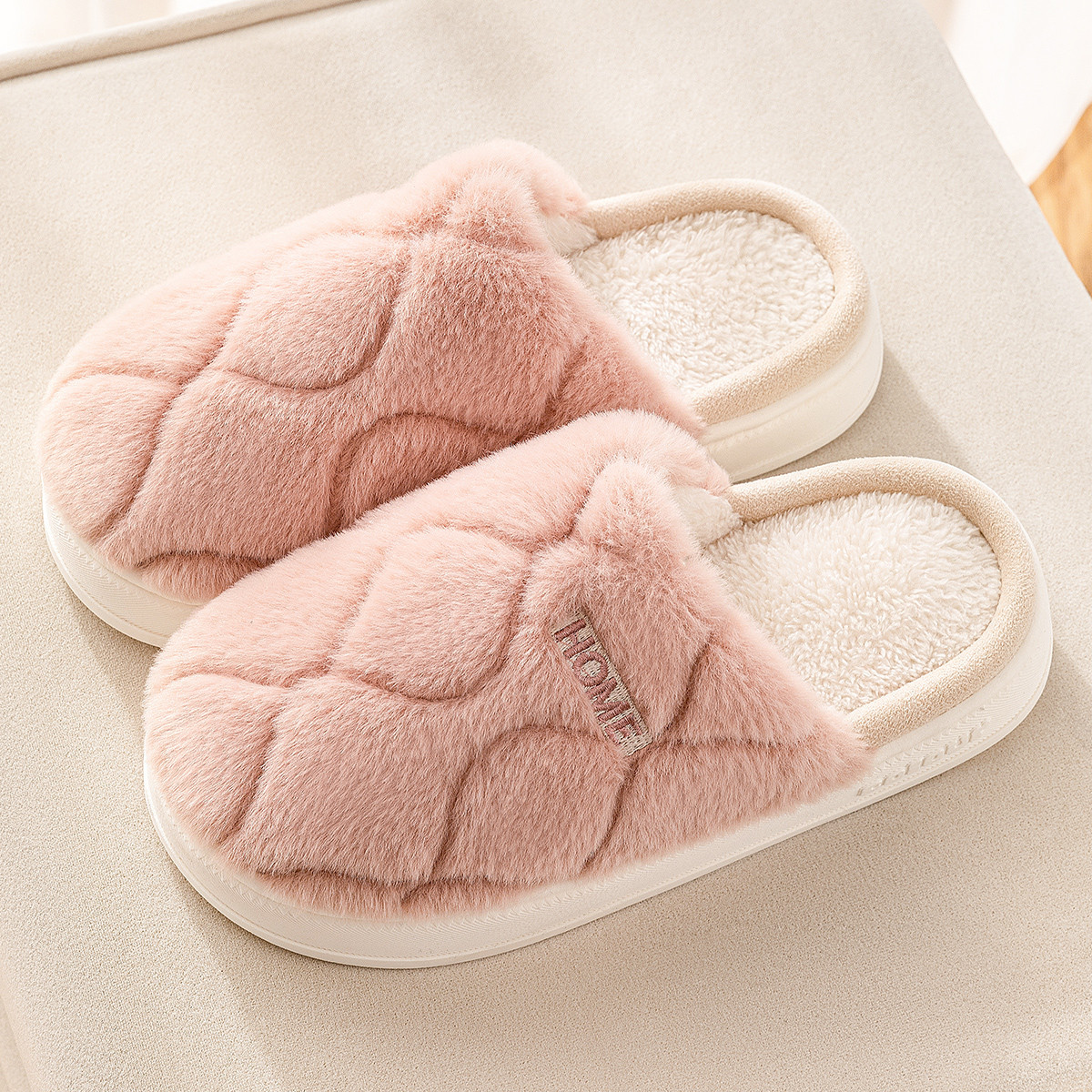 Plush Slippers Winter For Women Indoor Floor Bedroom Home Slipper Warm Solid Hou - Picture 8 of 9