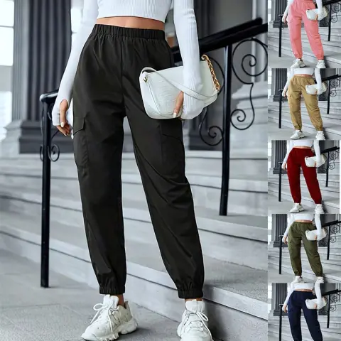 New Cargo Pants Fashion Casual Multi-pocket Elastic Waist Pencil