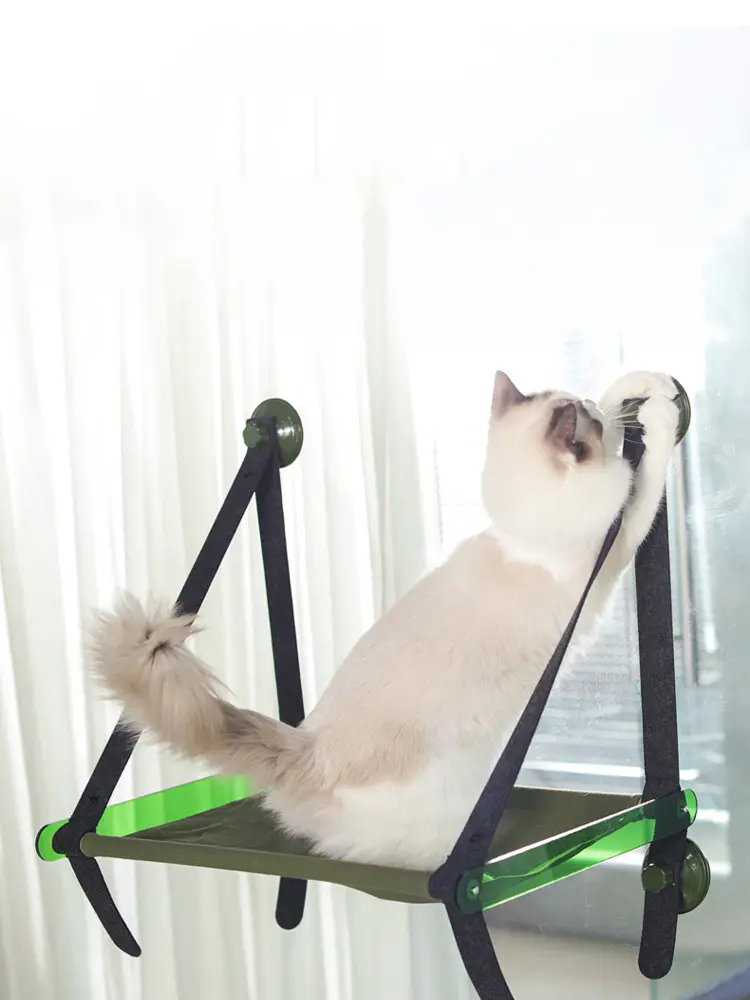 Window cat hammock with suction cup, foldable
